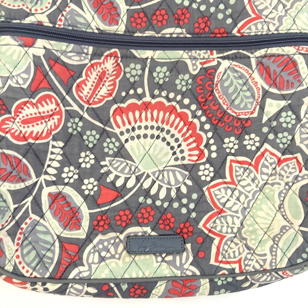 Vera Bradley | Square Crossbody Purse Bag Gray Green Red/Orange Floral Print - Picture 2 of 6